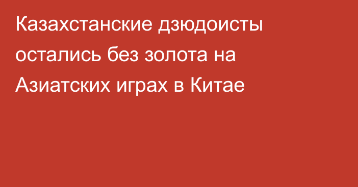 Казахстанские дзюдоисты остались без золота на Азиатских играх в Китае