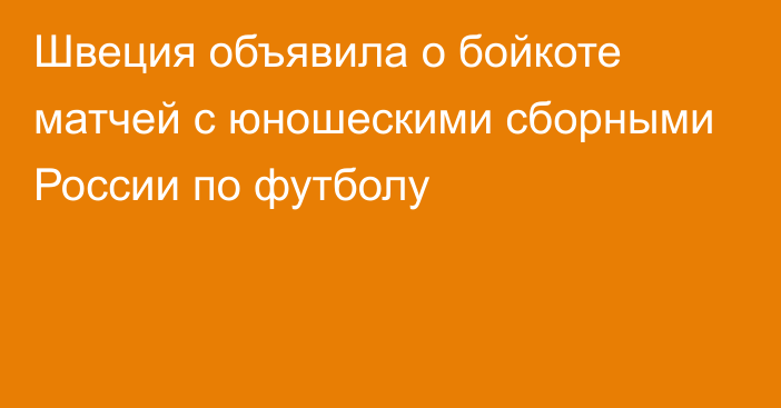 Швеция объявила о бойкоте матчей с юношескими сборными России по футболу