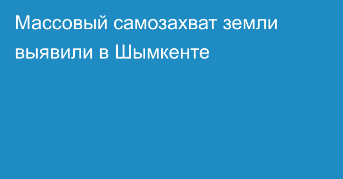 Массовый самозахват земли выявили в Шымкенте