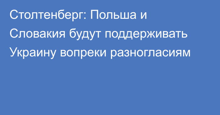 Столтенберг: Польша и Словакия будут поддерживать Украину вопреки разногласиям