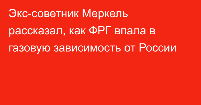 Экс-советник Меркель рассказал, как ФРГ впала в газовую зависимость от России