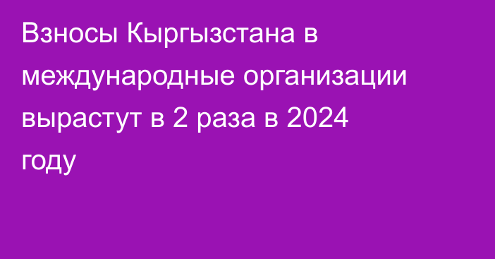 Взносы Кыргызстана в международные организации вырастут в 2 раза в 2024 году