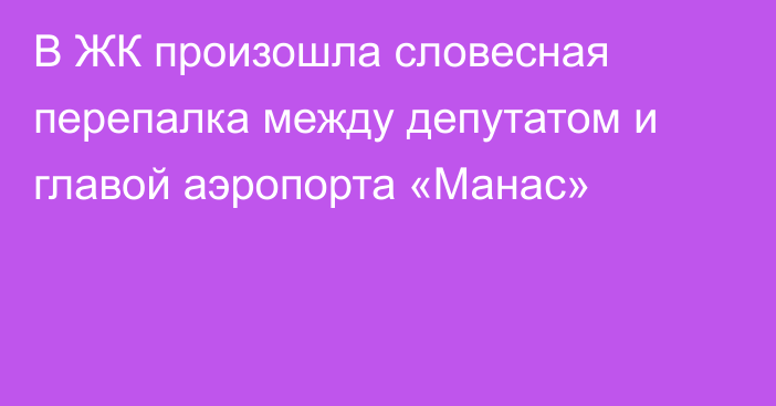 В ЖК произошла словесная перепалка между депутатом и главой аэропорта «Манас»