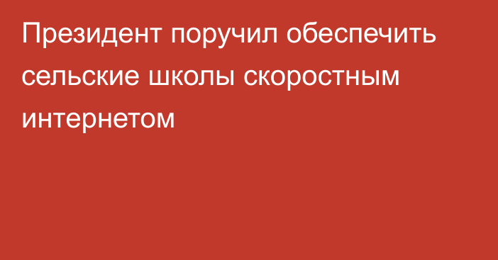 Президент поручил обеспечить сельские школы скоростным интернетом