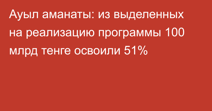 Ауыл аманаты: из выделенных на реализацию программы 100 млрд тенге освоили 51%