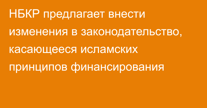 НБКР предлагает внести изменения в законодательство, касающееся исламских принципов финансирования