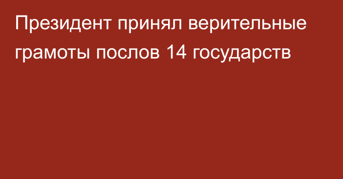 Президент принял верительные грамоты послов 14 государств