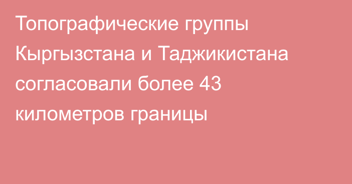 Топографические группы Кыргызстана и Таджикистана согласовали более 43 километров границы