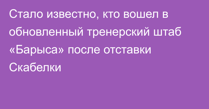 Стало известно, кто вошел в обновленный тренерский штаб «Барыса» после отставки Скабелки