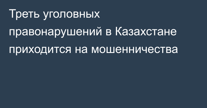 Треть уголовных правонарушений в Казахстане приходится на мошенничества