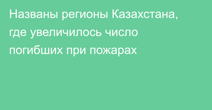 Названы регионы Казахстана, где увеличилось число погибших при пожарах