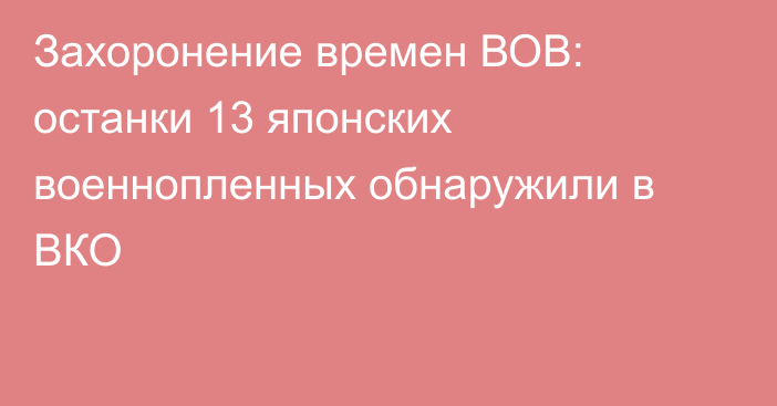 Захоронение времен ВОВ: останки 13 японских военнопленных обнаружили в ВКО