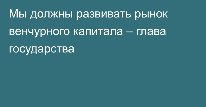 Мы должны развивать рынок венчурного капитала – глава государства