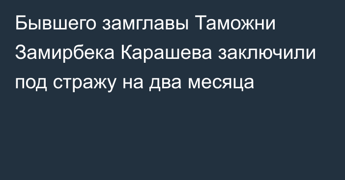 Бывшего замглавы Таможни Замирбека Карашева заключили под стражу на два месяца