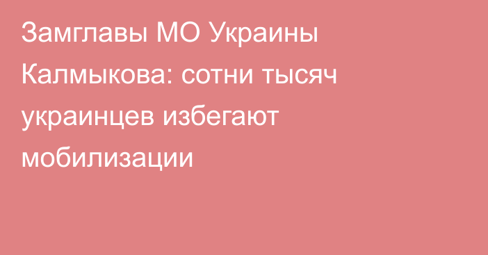 Замглавы МО Украины Калмыкова: сотни тысяч украинцев избегают мобилизации