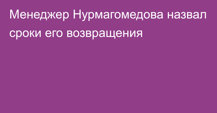 Менеджер Нурмагомедова назвал сроки его возвращения