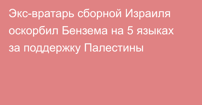 Экс-вратарь сборной Израиля оскорбил Бензема на 5 языках за поддержку Палестины