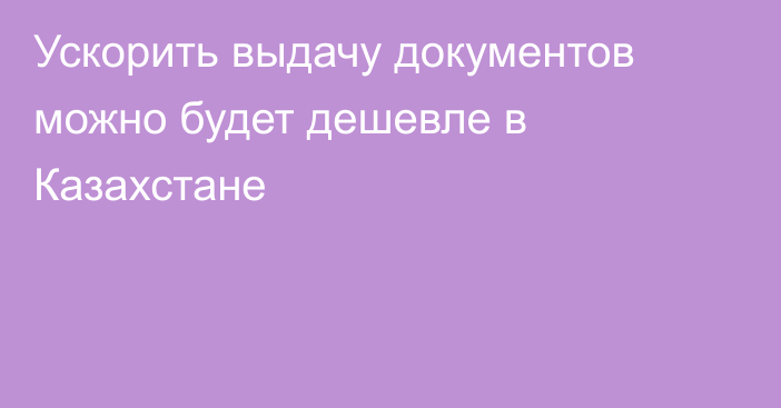 Ускорить выдачу документов можно будет дешевле в Казахстане