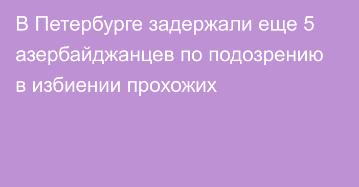 В Петербурге задержали еще 5 азербайджанцев по подозрению в избиении прохожих