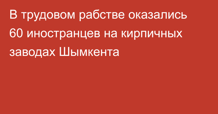 В трудовом рабстве оказались 60 иностранцев на кирпичных заводах Шымкента