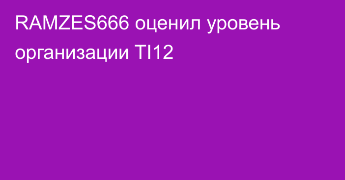 RAMZES666 оценил уровень организации TI12