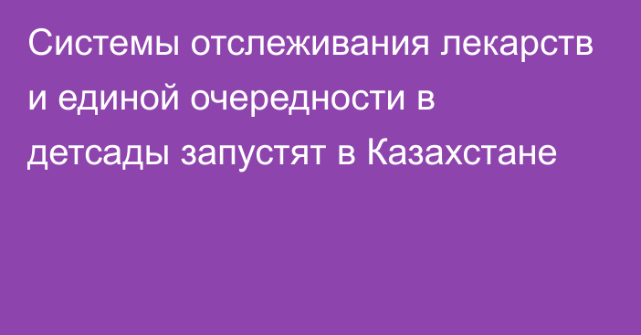 Системы отслеживания лекарств и единой очередности в детсады запустят в Казахстане