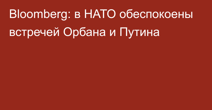 Bloomberg: в НАТО обеспокоены встречей Орбана и Путина