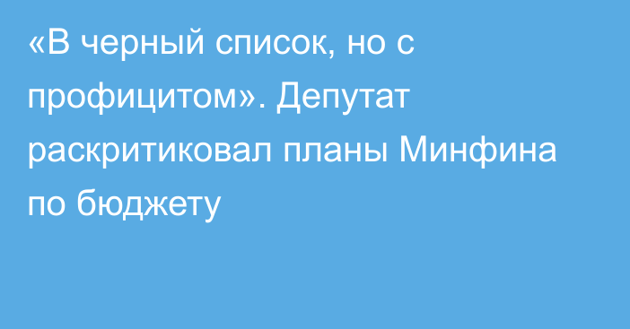 «В черный список, но с профицитом». Депутат раскритиковал планы Минфина по бюджету