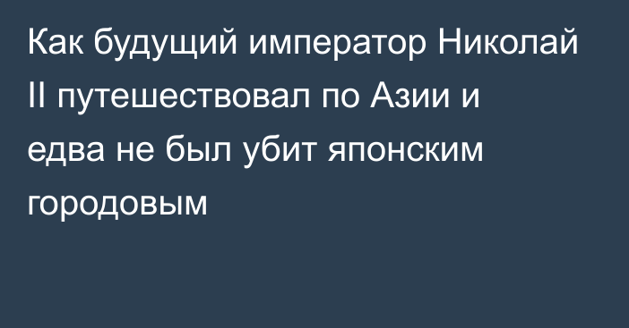 Как будущий император Николай II путешествовал по Азии и едва не был убит японским городовым