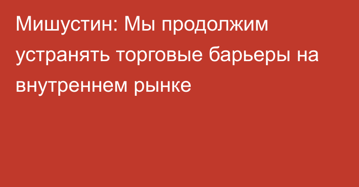 Мишустин: Мы продолжим устранять торговые барьеры на внутреннем рынке