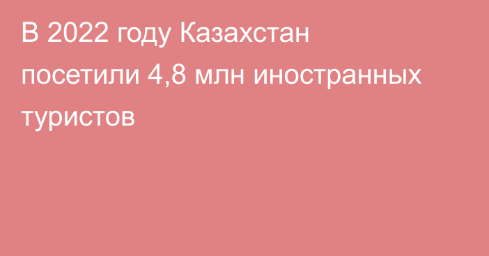 В 2022 году Казахстан посетили 4,8 млн иностранных туристов