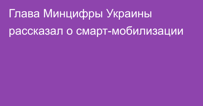 Глава Минцифры Украины рассказал о смарт-мобилизации