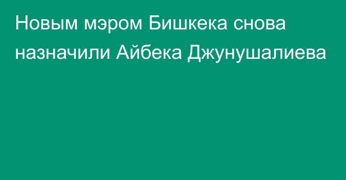 Новым мэром Бишкека снова назначили Айбека Джунушалиева