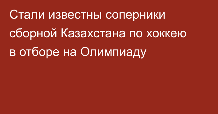 Стали известны соперники сборной Казахстана по хоккею в отборе на Олимпиаду