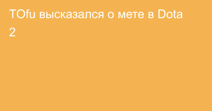 TOfu высказался о мете в Dota 2