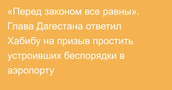 «Перед законом все равны». Глава Дагестана ответил Хабибу на призыв простить устроивших беспорядки в аэропорту