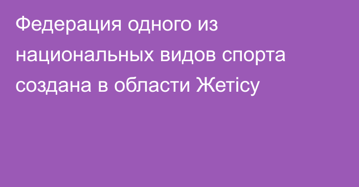 Федерация одного из национальных видов спорта создана в области Жетісу