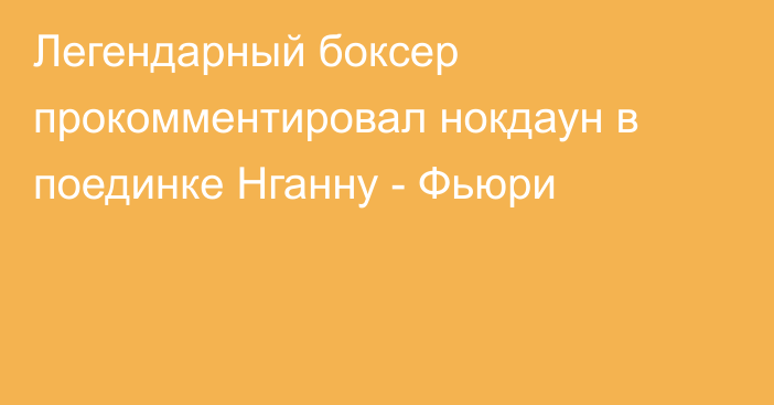 Легендарный боксер прокомментировал нокдаун в поединке Нганну - Фьюри