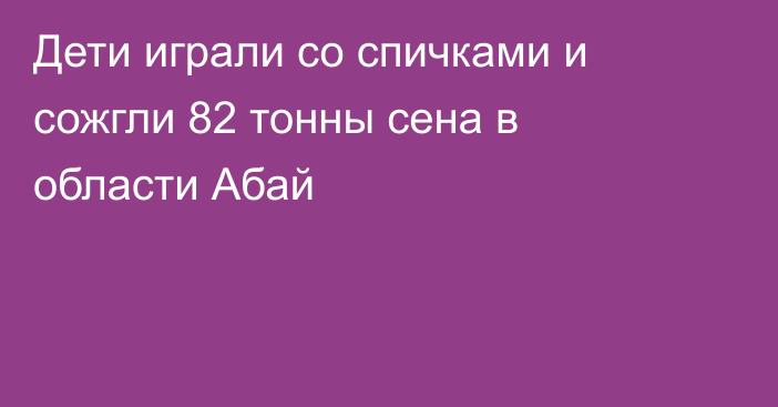 Дети играли со спичками и сожгли 82 тонны сена в области Абай