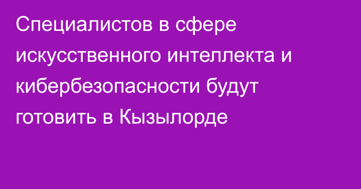 Специалистов в сфере искусственного интеллекта и кибербезопасности будут готовить в Кызылорде