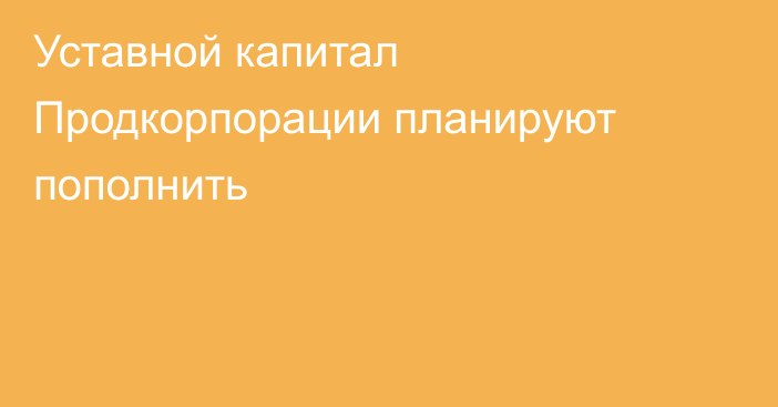 Уставной капитал Продкорпорации планируют пополнить