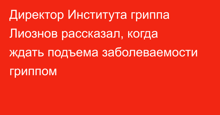 Директор Института гриппа Лиознов рассказал, когда ждать подъема заболеваемости гриппом