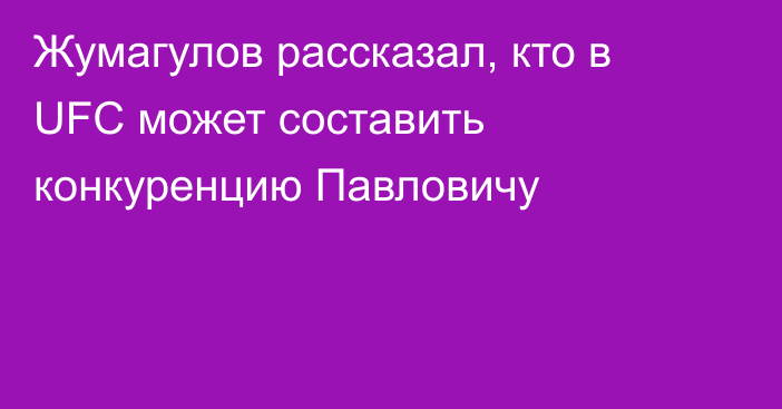 Жумагулов рассказал, кто в UFC может составить конкуренцию Павловичу