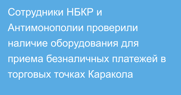 Сотрудники НБКР и Антимонополии проверили наличие оборудования для приема безналичных платежей в торговых точках Каракола