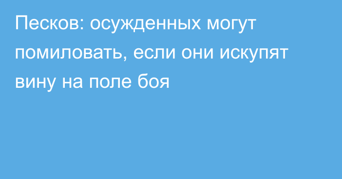 Песков: осужденных могут помиловать, если они искупят вину на поле боя