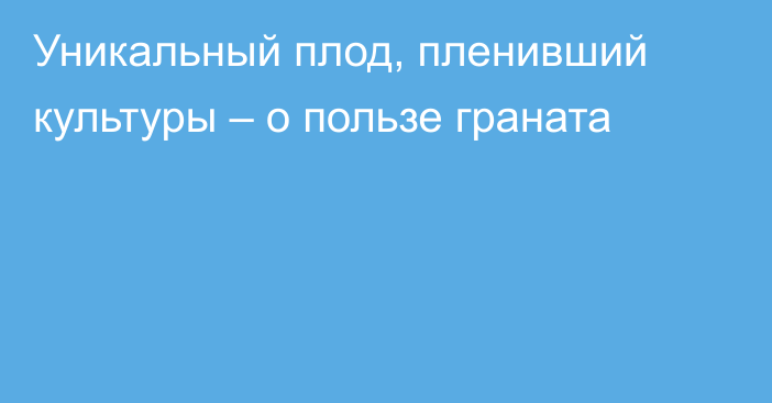 Уникальный плод, пленивший культуры – о пользе граната