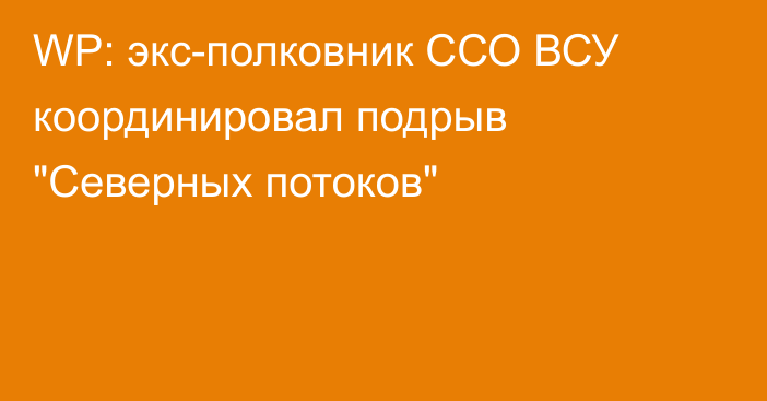 WP: экс-полковник ССО ВСУ координировал подрыв 