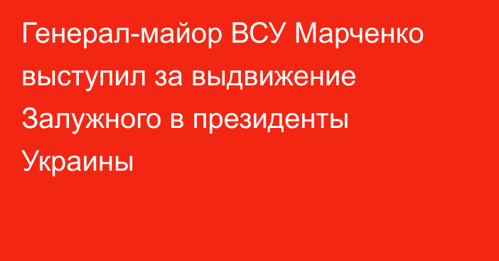 Генерал-майор ВСУ Марченко выступил за выдвижение Залужного в президенты Украины