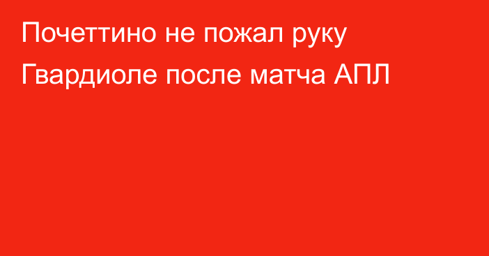 Почеттино не пожал руку Гвардиоле после матча АПЛ