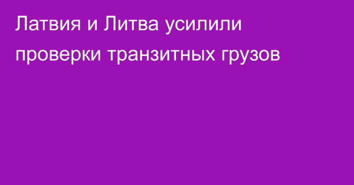 Латвия и Литва усилили проверки транзитных грузов